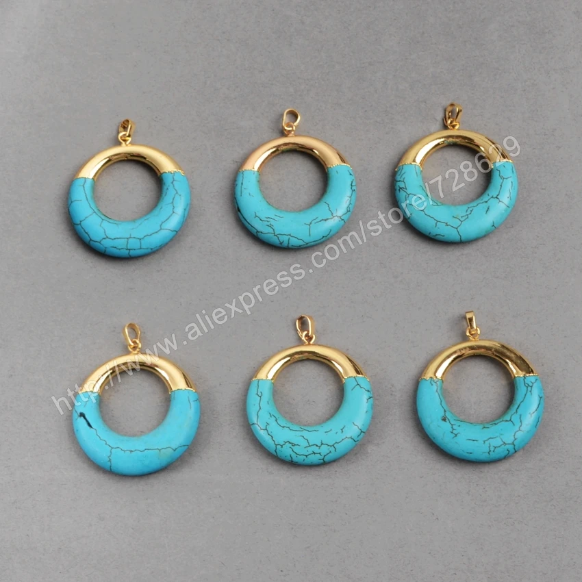 

BOROSA 10pcs/lot Gold Color Moon Natural Titanium Brazilian Galaxy Quartz Connector G0798