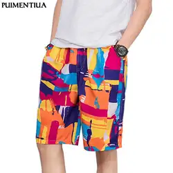 Pui мужские tiua летние модные повседневные мужские свободные шорты с принтом многоцветные кружевные пляжные пять пляжные шорты с сетчатой