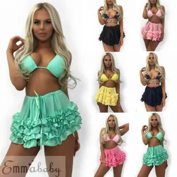

UK Sexy Womens Bikini Cover Up Skirts Sheer Beach Wrap Skirt Sarong Pareo Dress