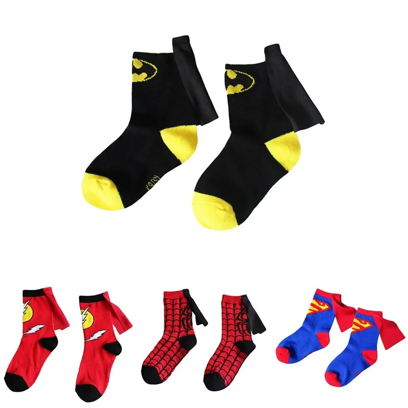 

3 to 6Years kids socks cartoon flash cloak cotton cape socks boys&girls children cosplay halloween socks