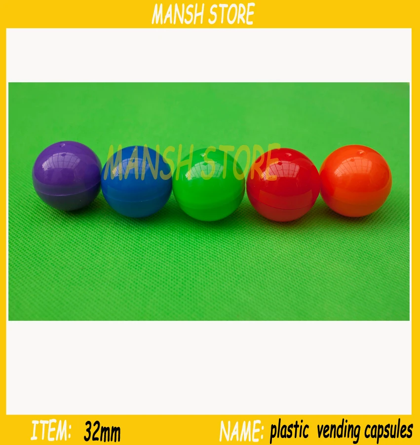 32mm solid colorful plastic toy capsule 