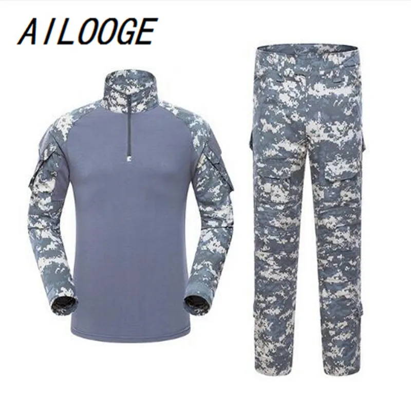 Ailooge камуфляж тактический Военная Униформа форма Костюмы Для мужчин Пейнтбол армии США одежда комплект боевая рубашка + Брюки карго