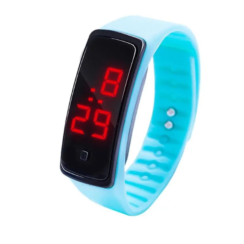 Модные женские и мужские светодиодный цифровые часы, студенческие часы-браслет, студенческие спортивные наручные часы с силикагелем для детей, 50P - Цвет: Light Blue