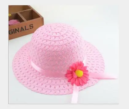 Новая горячая детская соломенная шляпа от солнца, детская пляжная соломенная шляпа для девочек, детская шляпа от солнца, Студенческая шляпа от солнца - Цвет: Pink
