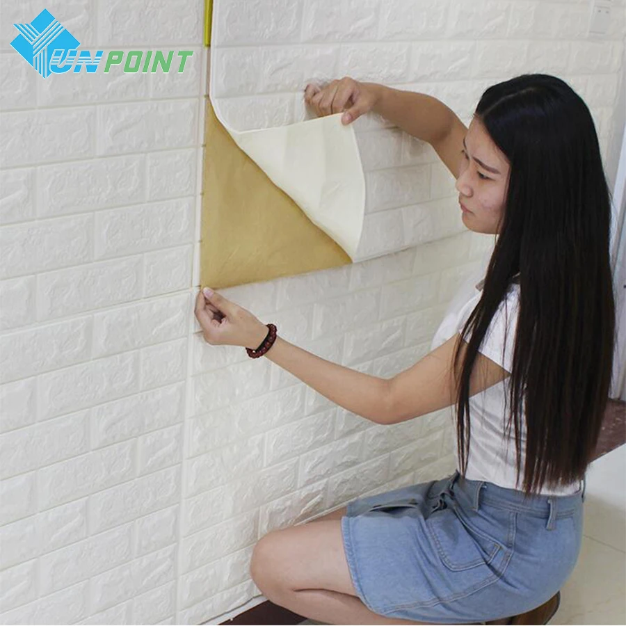 

3D Self Adhesive Wall Stickers Living room Wedding Bedroom Store Wallpaper Roll Art DIY Elastic Brick Anti-collision Home Decor