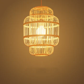 

China Bamboo Art Pendant Lamps LED Kitchen Dining & Bar Pendant Lights Bedroom Living Room Study Hanging Lamp Luminaire Fixtures