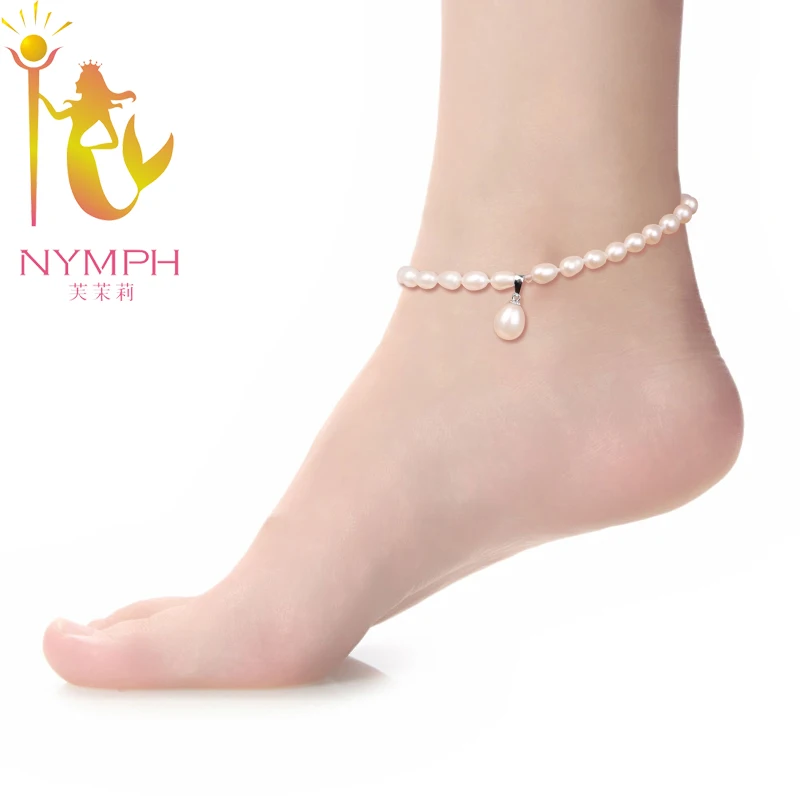 

NYMPH Pearl Anklets 100% Natural Freshwater Pearl fine jewelry Trendy Fashion For Girl Women NYJL101