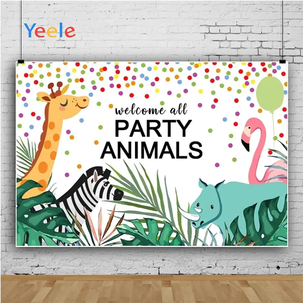 Yeele Tropical Grass Animals Flamingo Party Birthday Photography Backgrounds Customized Photographic Backdrops for Photo Studio