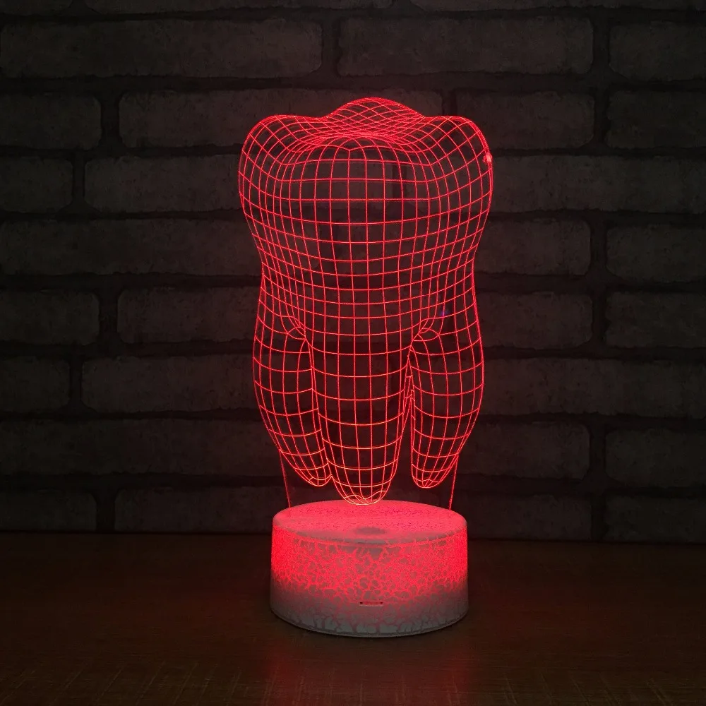 Креативная светодиодная 3D лампа с зубьями RGB Ночной светильник красочные детские