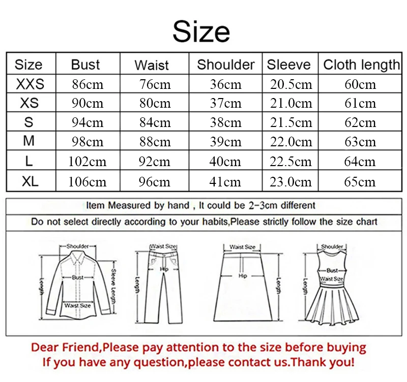 size xxs-xl