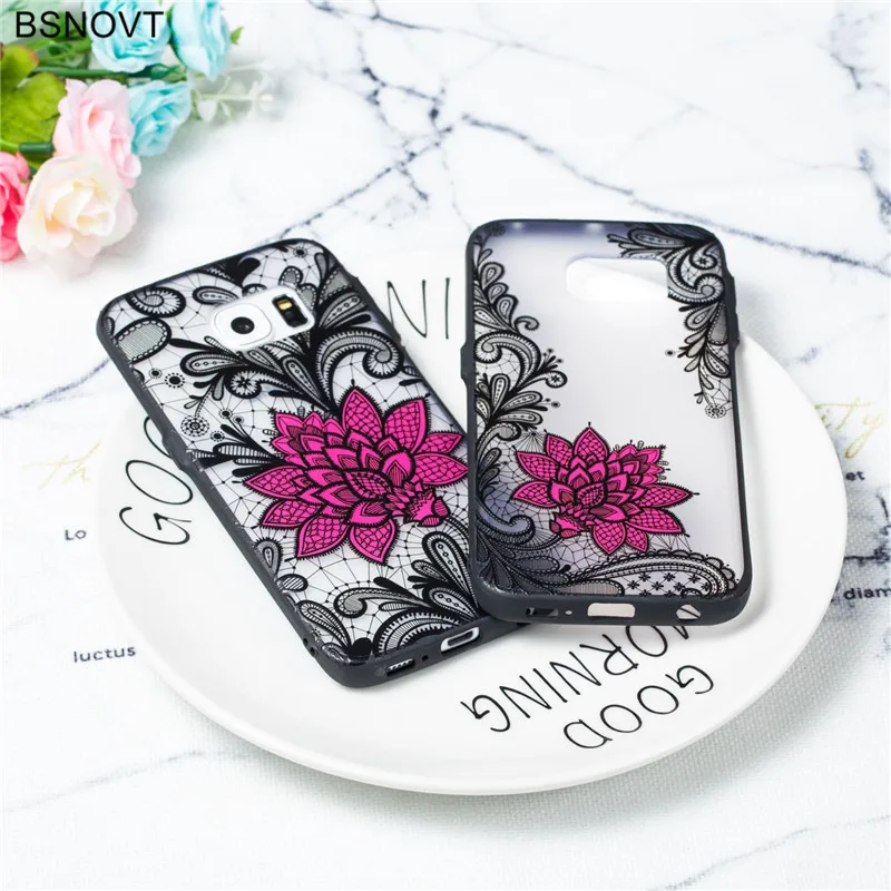

For Samsung Galaxy S6 Edge Case Black Rose Flower Embroidery Foral Back Cover For Samsung Galaxy S6 Edge Phone Fundas Capa