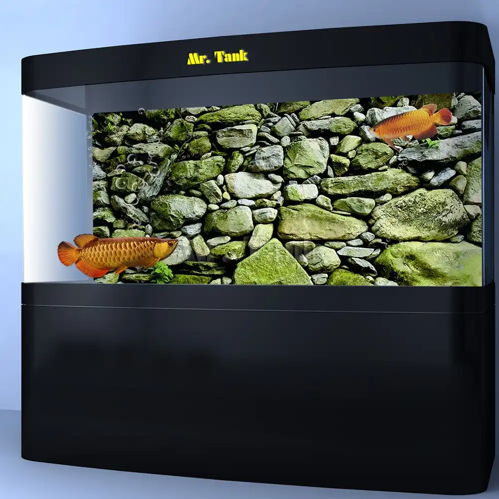 Custom Size Aquarium Background Poster With Self Adhesive Rock Stone