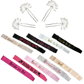 

Satin Bride To Be Sash With Diamond Ring Bachelorette Party Sash For Hen Party Wedding Bridal Shower Pearl Hair Pins