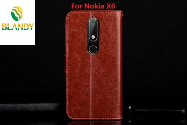100 шт./лот для Nokia 6 1 Crazy Horse Бумажник кожаный чехол с рамкой Фото X6 2018 7 plus 8