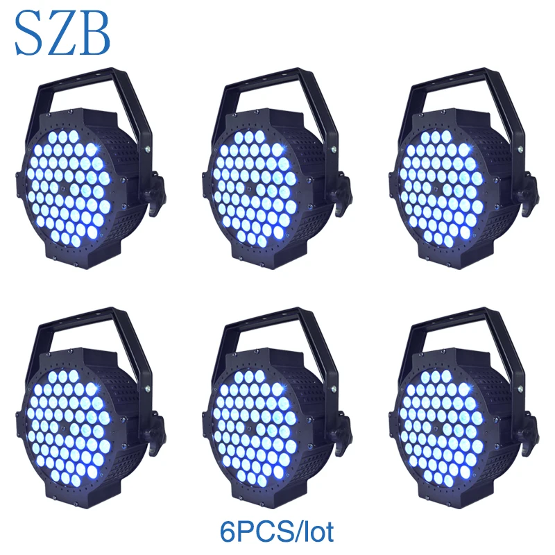 6 PCS 54x3W RGB Colorful 3IN1 7 DMX Channel Tricolor Flat Led Par Light 200W Power Slim Cans Par/SZB-PL5403B | Освещение