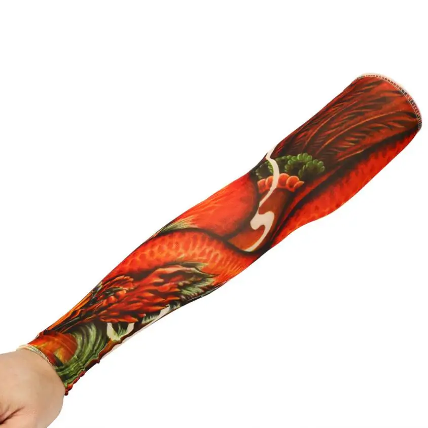 Cool Nylon Elastic Fake Temporary Tattoo Sleeve Designs Body Arm Stockings Tatoo for Men Women - 6PC