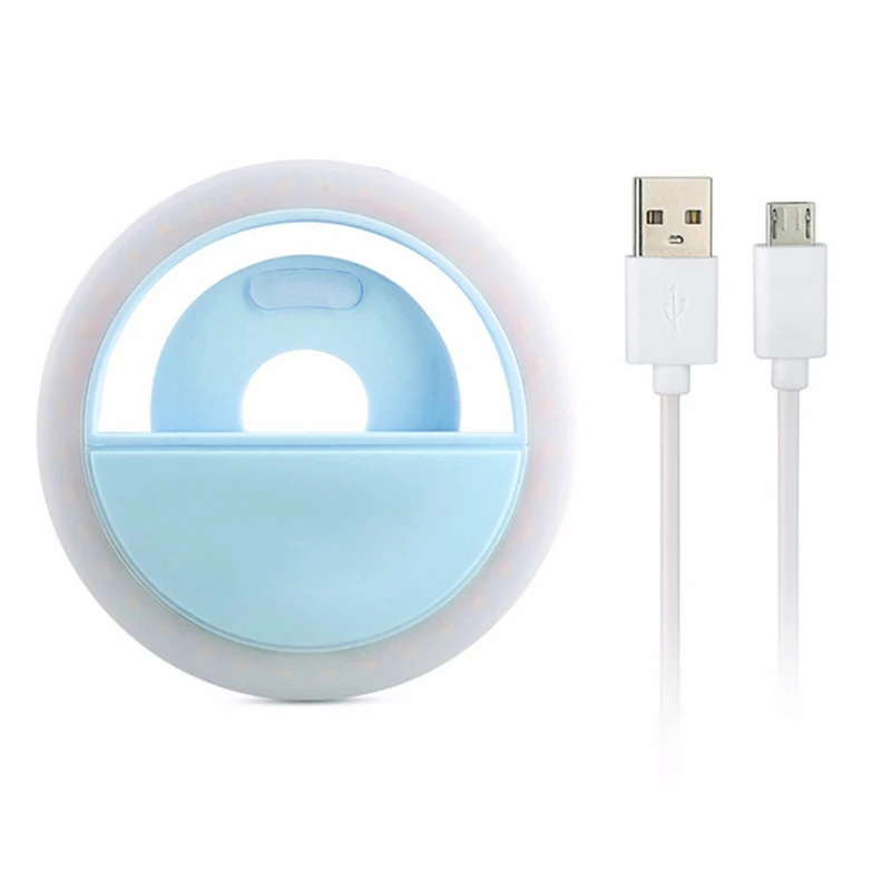 Светодиодный кольцевой светильник с usb-зарядкой для селфи с usb-кабелем для iPhone, для телефона Andriod, заполняющий светильник - Цвет: 04