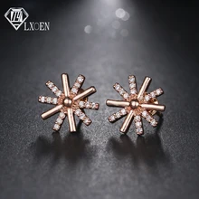 LXOEN Druzy Sun Flower серьги-гвоздики для женщин с AAA кубический циркон серебряного цвета кристалл серьги для молодой женщины ювелирные изделия подарок Pendientes