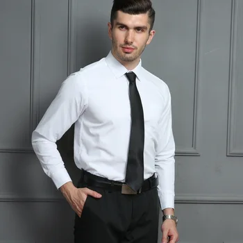 

Men's Slim Solid Color Basic Shirt High-end Long Sleeve Men's Shirt Men's Business Office Official Occupational Super Size