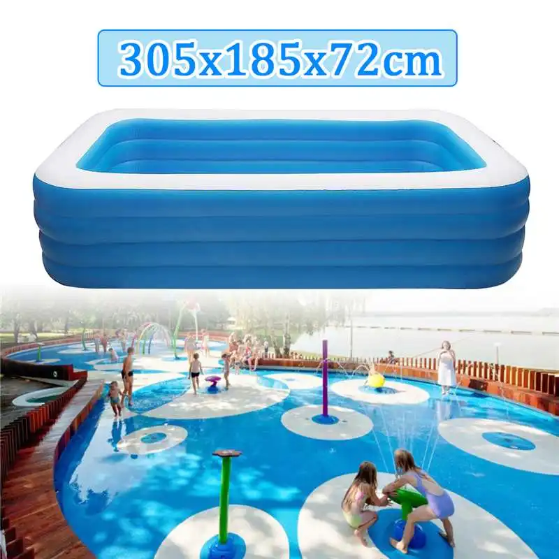 

Large Size Kids inflatable Pool 305x185x72cm Children's Home Use Paddling Pool Inflatable Square Swimming Pool Heat Preservation