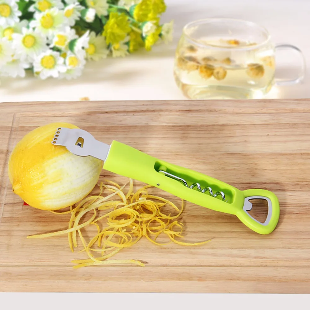 New Lemon Zester Grater with Channel Knife and Bottle Opener Wine