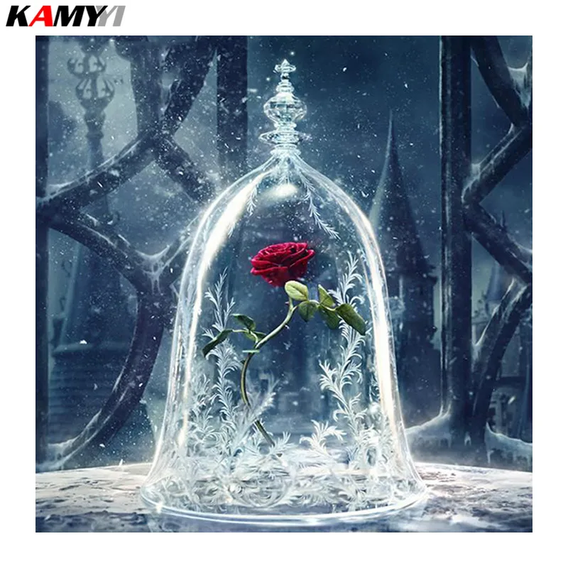

Diamond Embroidery DIY Diamond Painting Red Rose Flower Diamond Painting Cross Stitch Rhinestone Decor DD