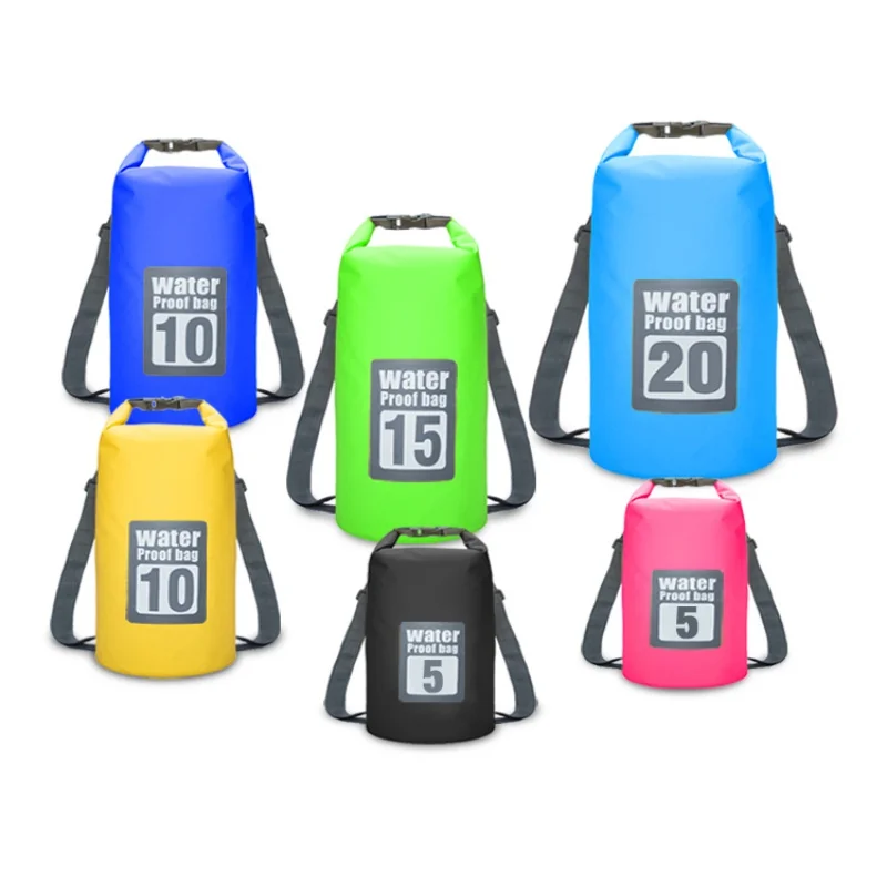 5L 10L Водонепроницаемый сухой мешок с плоской подошвой, уличные пляжные двойные плечевые ремни pvc с пряжкой плавающей мешок для хранения путешествия Плавание плавания рафтинга сумка