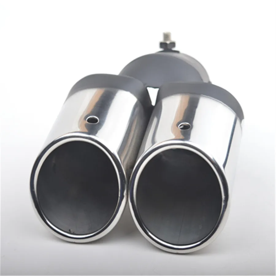 63mm 1to2 Dual Pipe Exhaust Pipe Tip Muffler Cover Car Modification