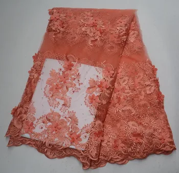 

2019 New Style French Net Lace Fabric 3D Flower African Tulle Mesh Lace Fabric High Quality African Lace Fabric