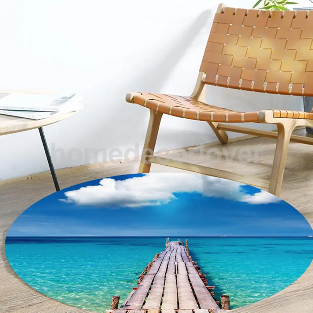 60cm Round 3D Desktop Table Top Countertop Furniture Protection Film Table Sticker PVC Film Decal Murals Cover Film	