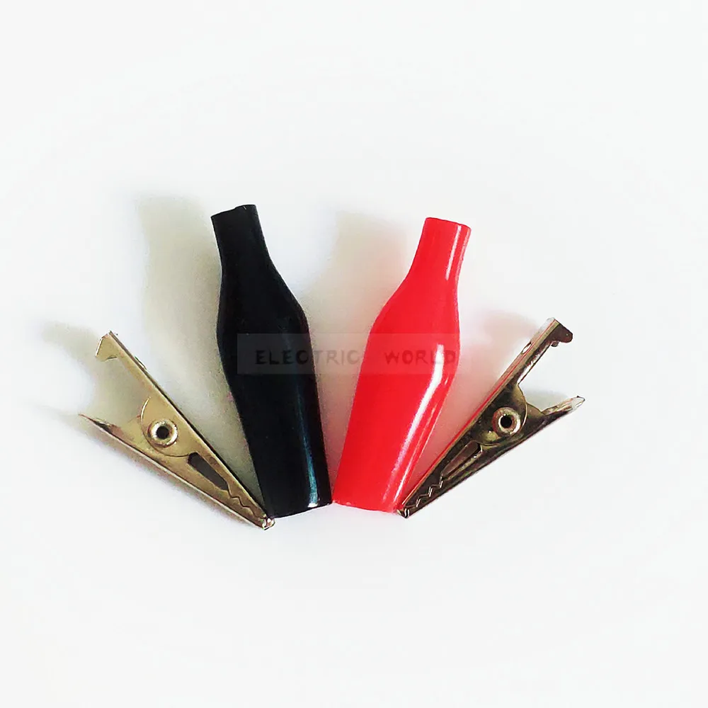 45mm Crocodile Clip 10pcs/lot G98 Electrical Clamp for Testing Probe Meter Black and Red with Plastic Boot Metal Alligator Clip alligator clips electric test clamp test probes