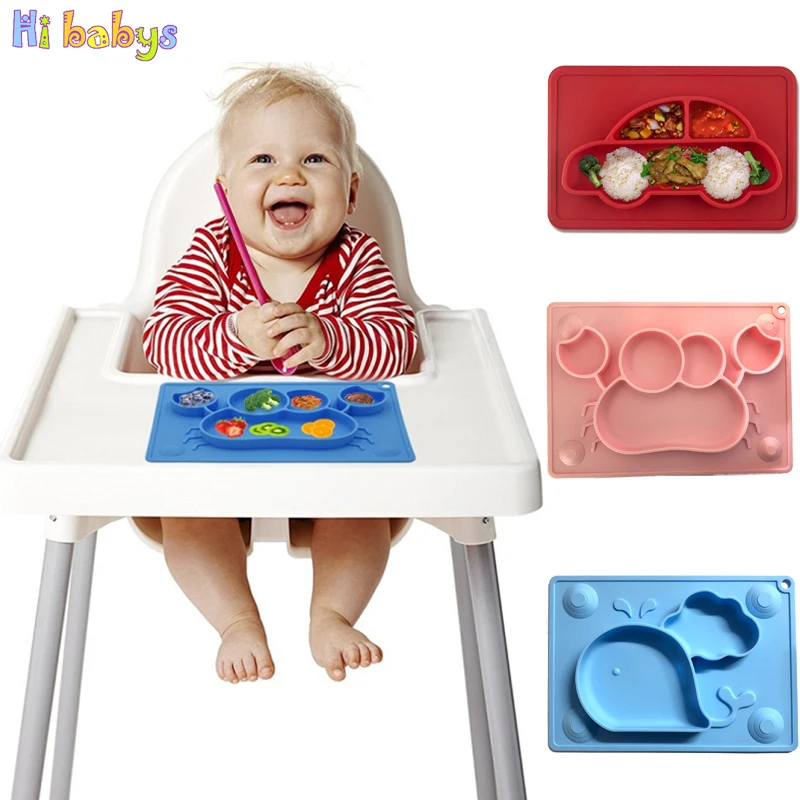 Baby Silicone Plate Solid Feeding Bowl Kids Tableware Set Infant Dishes