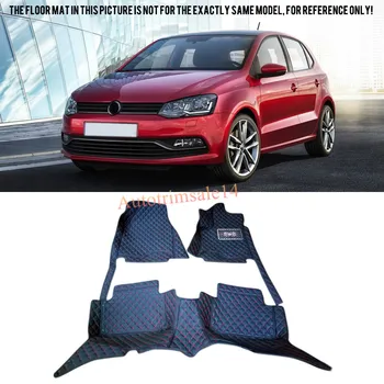 

LHD/RHD Black Leather Red Stitches Floor Mat & Carpet For Volkswagen Polo Mk5 5-door Hatchback 2010-2014