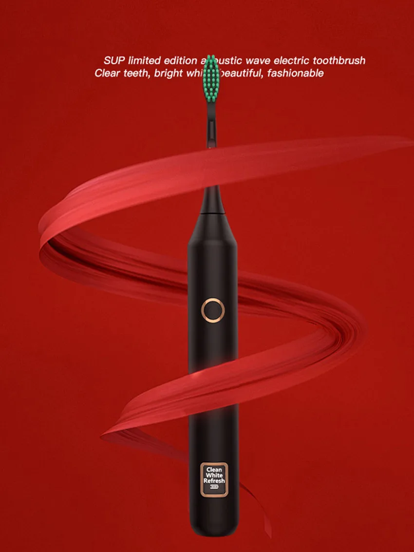 Escova de Dentes Cabeça da Escova Adulto Sonic Elétrica Display Dupont Acústica 3 Modo Limpo Led