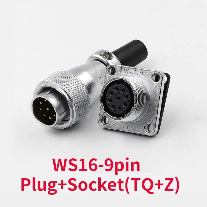 

1set WS16 Connectors 9 pin Waterproof Male + Female High Voltage Connector Plug Socket Industrial Power Aviation Connector Plug