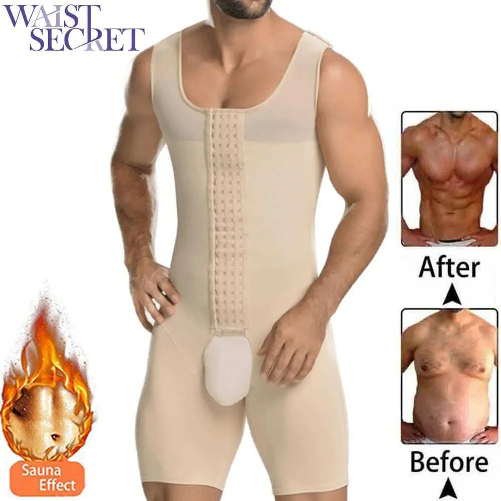 

WAIST SECRET Men Slimming Body Shaper Plus Size 6XL Tummy Shaper Vest Underwear Corset Waist Cincher Men Bodysuit