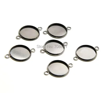 

Blank Stainless Steel Round Bezel with 2 Loops Pendant Bases Settings Glass Cabochons Connectors Pendant DIY Charms Findings