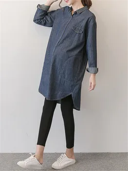

Spring Denim Breastfeeding Dress Nursing Maternity Dresses For Pregnant Women Clothes Bottoming Pregnancy Feeding Clothing