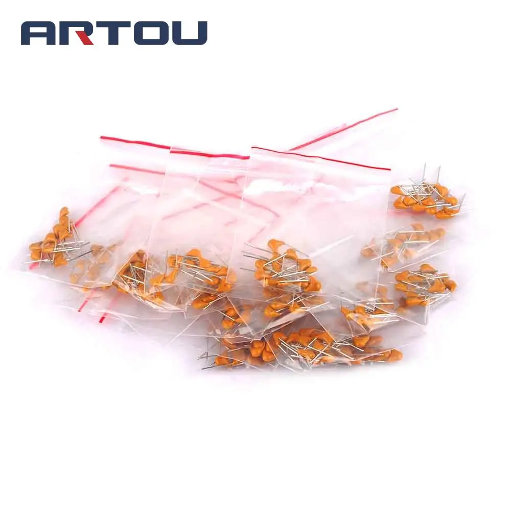 18ValuesX12pcs=216pcs  Monolithic Ceramic Capacitor Assortment Kit 20PF-105(1UF) 50V