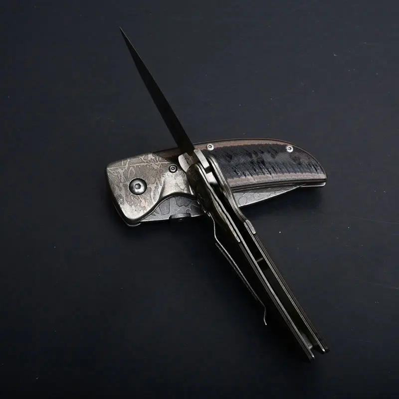 SR S088 damascus pattern tactical folding knife rescue edc tools (3)