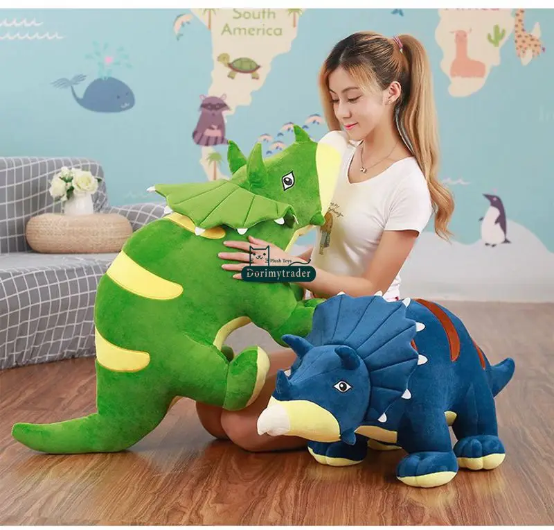 Dorimytrader New Pop 120cm Giant Soft Anime  Triceratops Plush Toy 47inch Stuffed Cartoon Dinosaur Doll Pillow Child Kids Gift DY61729  (8)