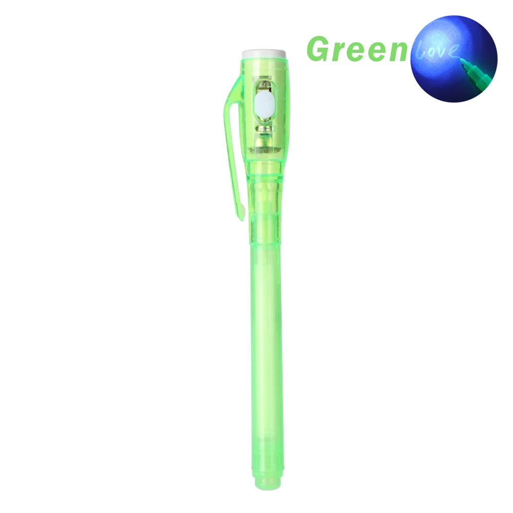 1 шт. 2 в 1 креативная Волшебная УФ-световая ручка с невидимыми чернилами смешная ручка хайлайтеры для детей студентов подарок 13 см - Цвет: Зеленый