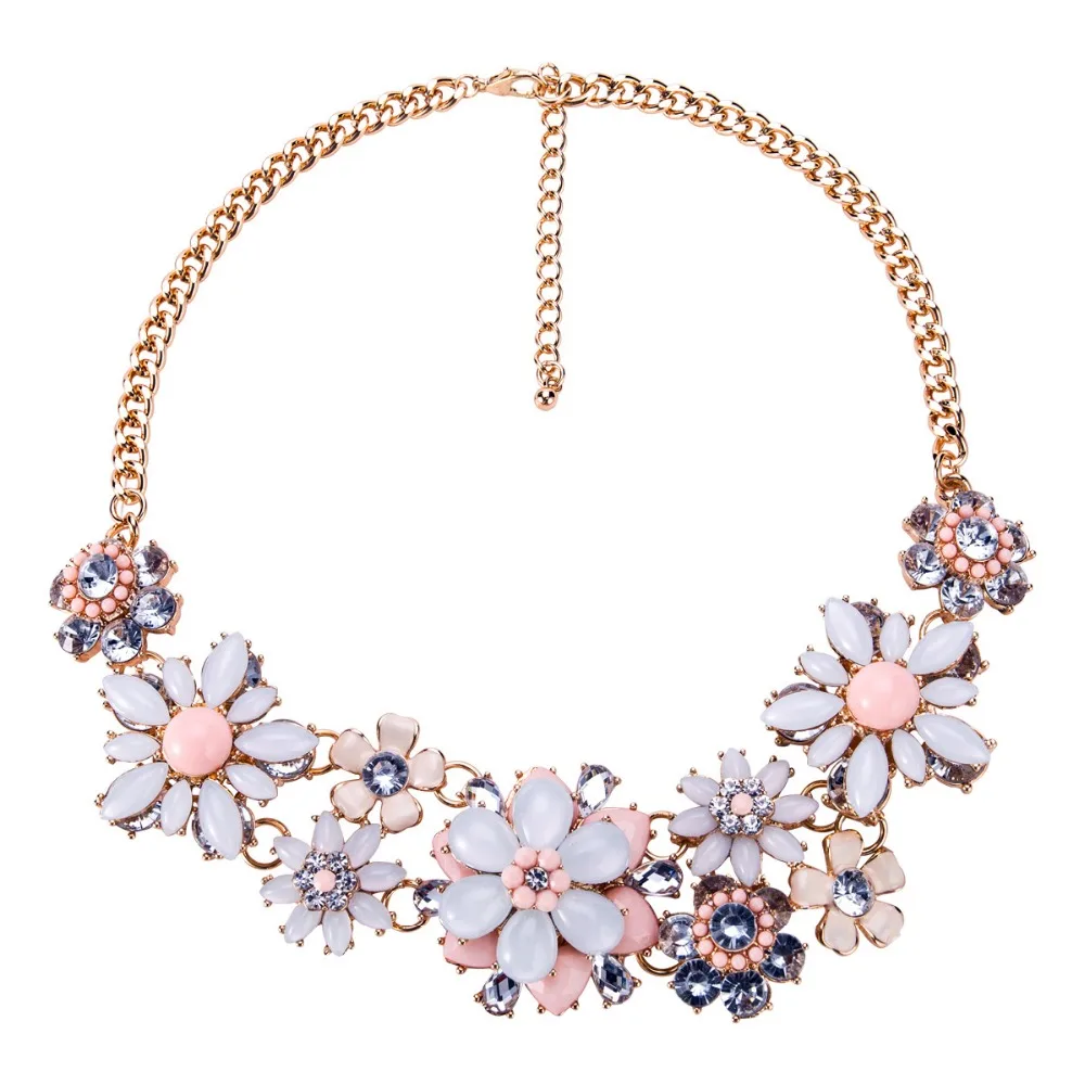 

Ziris Women Luxury Jewelry Big Maxi Statement Necklaces Glass Flower Crystal Vintage Collier Women Christmas Gift