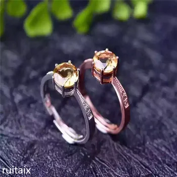 

KJJEAXCMY fine jewelry 925 Pure silver inlay sky drops of yellow crystal lady miniature ring inlay jewelry