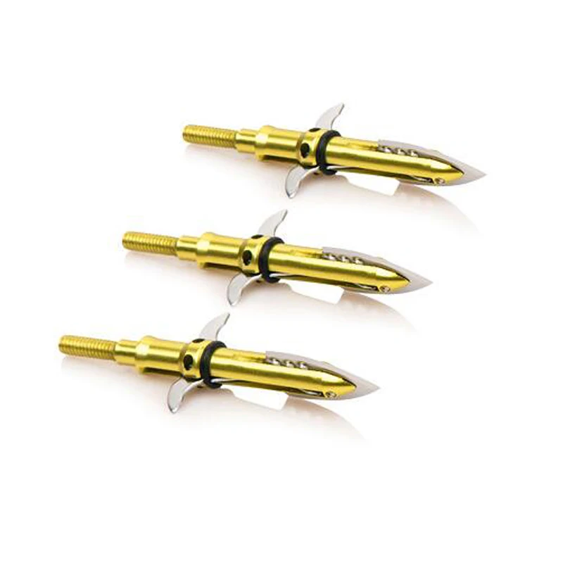 

6 Pcs Archery Golden Blade Arrowhead 100Grain Stainless Steel Broarhead Arrow Point Tips For Hunting Shooting