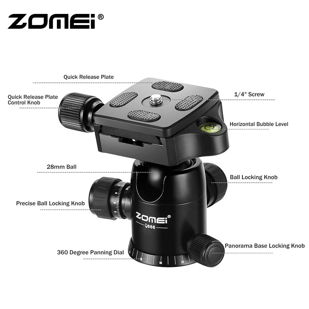  ZoMei Q666 Original Compact Aluminum Tripod Monopod Portable Travel Camera Stand + Ball Head for SL