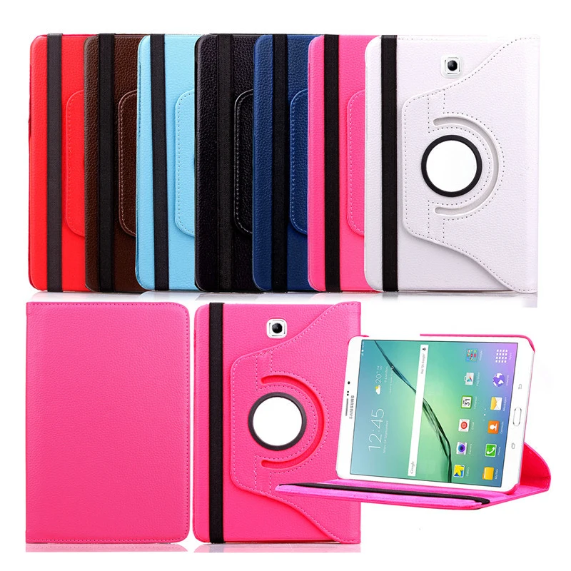

Litchi Flip PU Leather Case 360 Rotating Smart Cover Folio Stand Tablet Case Cover For Samsung Galaxy Tab S2 T815/T810