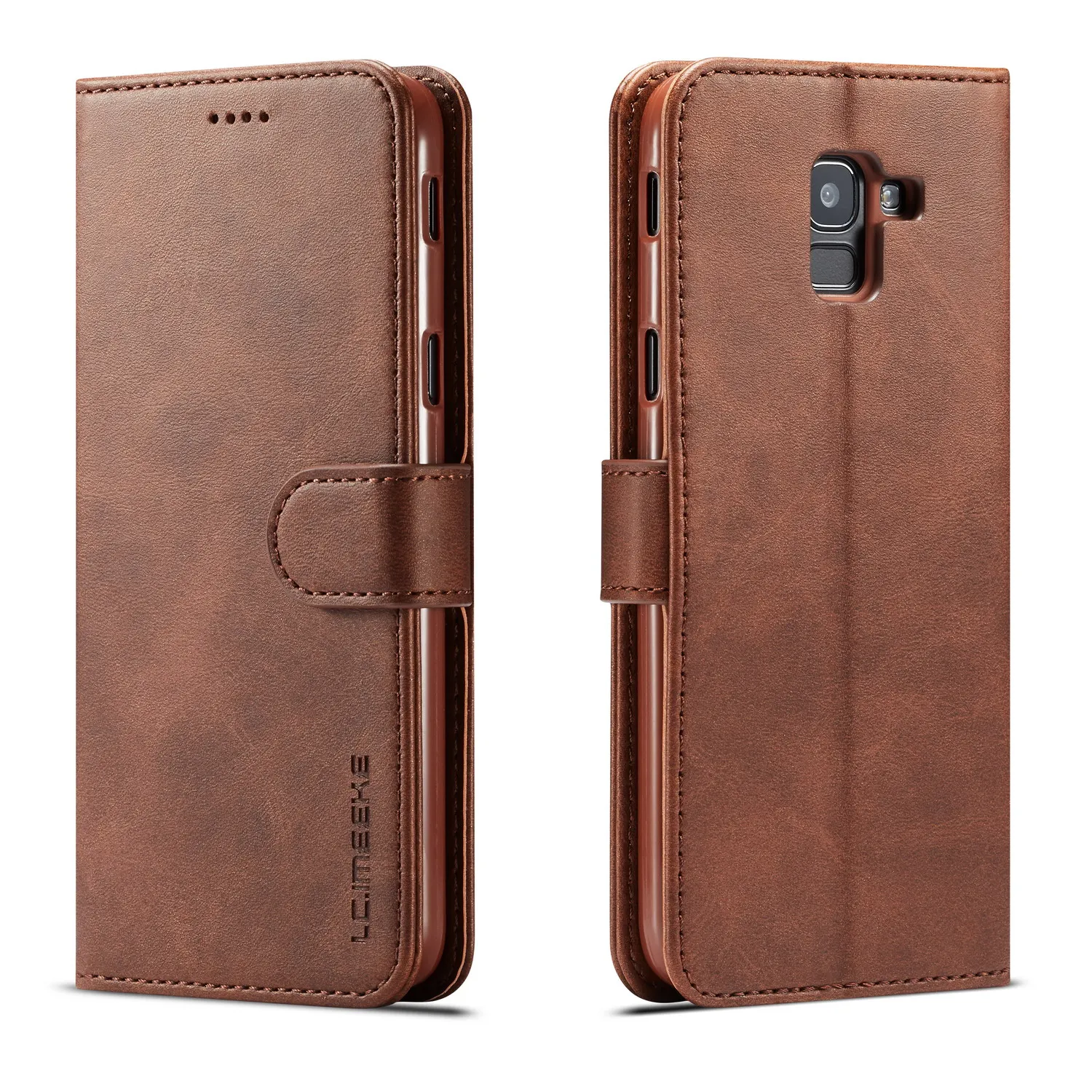 

LC.IMEEKE Wallet Leather Stand Case for Samsung Galaxy J6 (2018) global version cards slot leather wallet flip For J6 plus 2018
