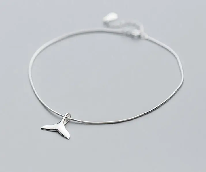 

Authentic REAL. 925 Sterling Silver Fine Jewelry SNAKEBONE CHAIN With mermaid fish tail anklet Bracelet GTLS834