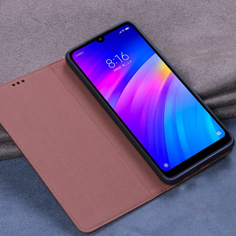 Роскошный кожаный флип чехол RYKKZ для Xiaomi Redmi 7 6 26 '' защитный мобильного